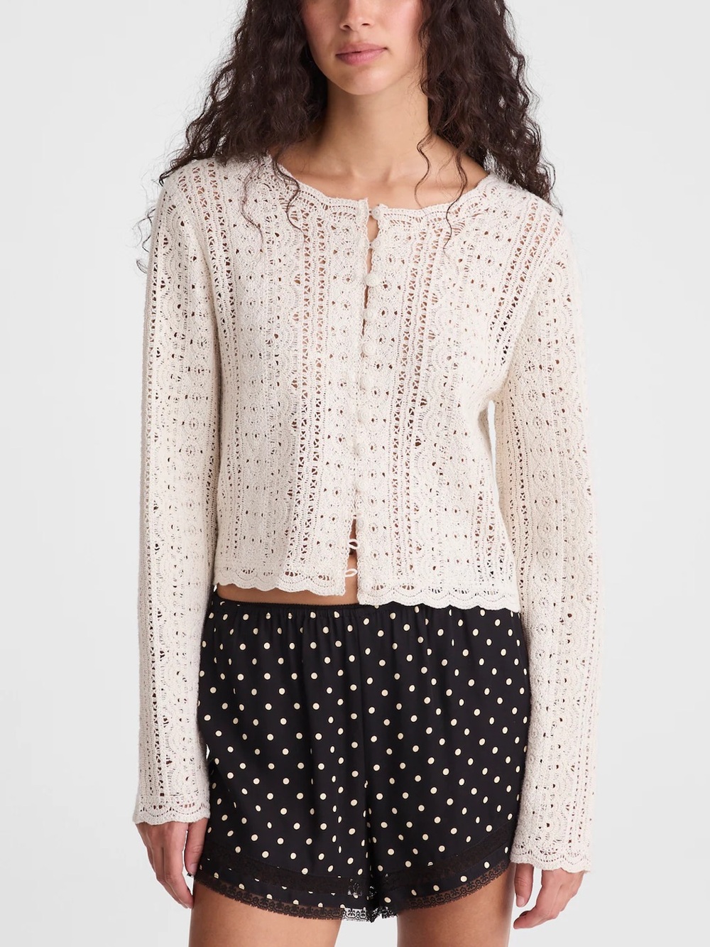 NWT Madewell Open-Knit Lace Crochet Cardigan Vintage Ivory Cropped S Cottagecore